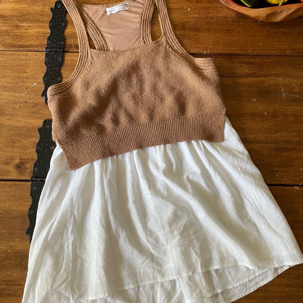 Anthropologie Tan and White Twofer Tank Top - Picture 5 of 9